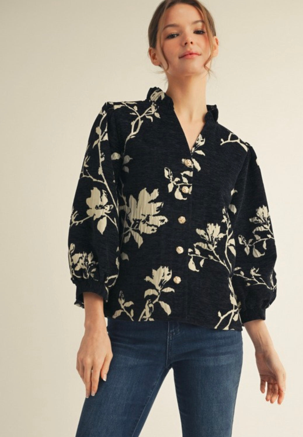 Floral Jacquard Top