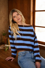 Exposed Hem Striped Sweater