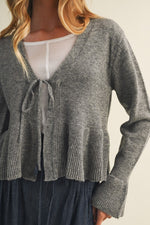 Tie Front Peplum Sweater