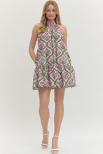 Halter Botanical Midi Dress