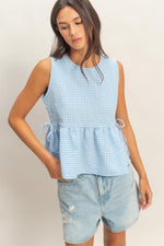 Gingham Peplum Top