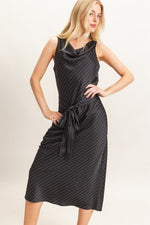 Diagonal Stripe Satin Dress