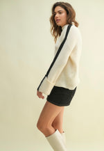 Mock Neck Contrast Sweater