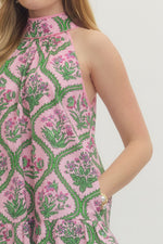 Halter Botanical Midi Dress