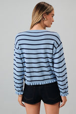 Chelsea Striped Ruffle Cardigan