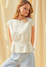 Pleated Cap Sleeve Tee