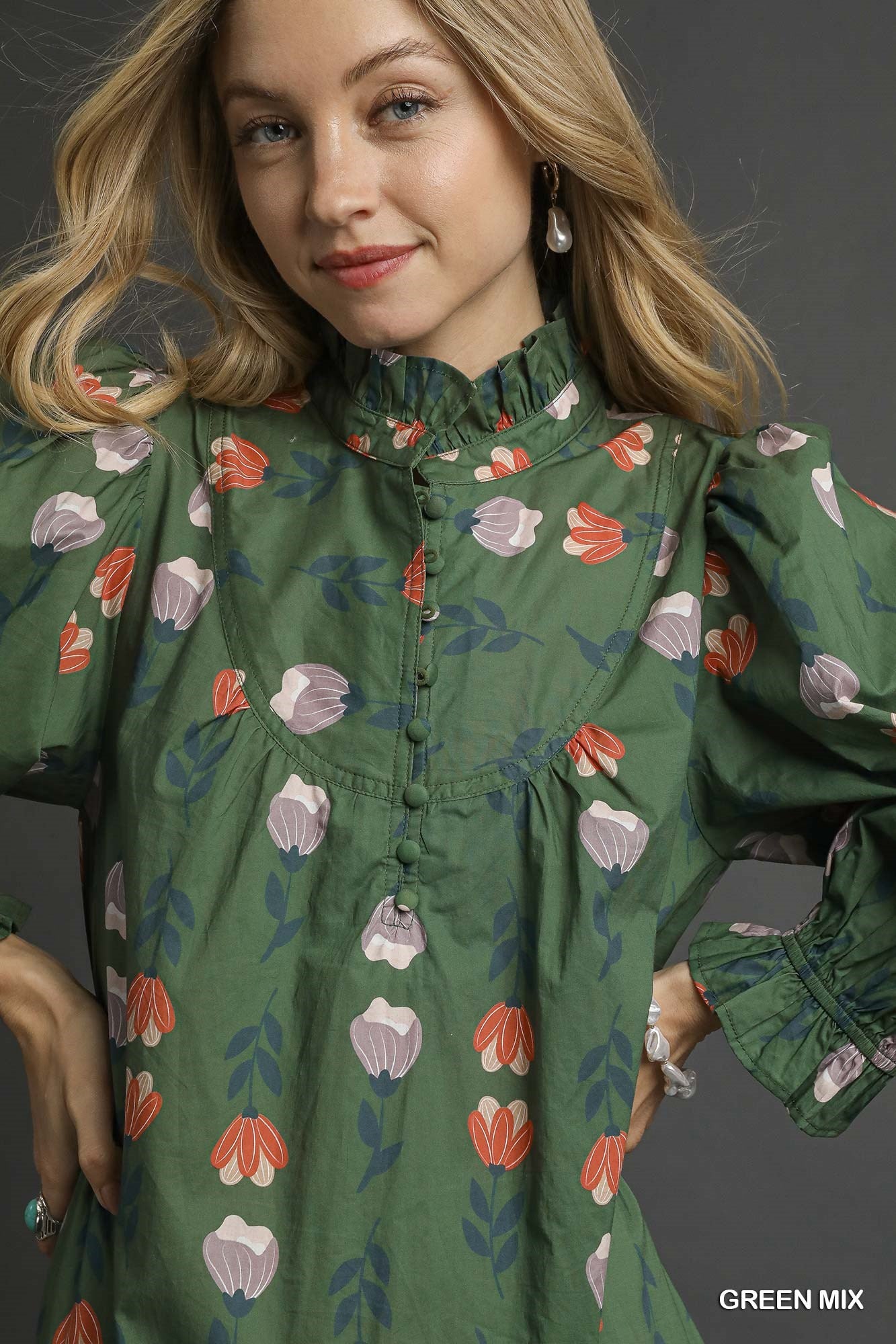 Green Floral Midi Dress