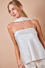 Strapless Satin Scarf Top