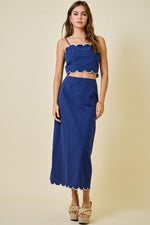 Navy Scallop Skirt