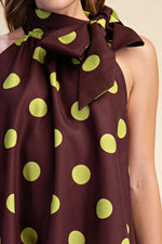 Tie Neck Dotted Dress