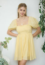 Pleated Yellow Mini Dress