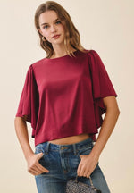 Flutter Sleeve Satin Top