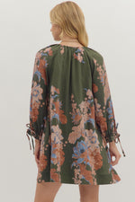Olive Floral Mini Dress