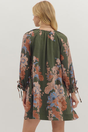 Olive Floral Mini Dress