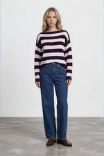 Exposed Hem Striped Sweater