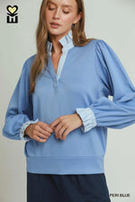 Stripe Ruffle Neck Top