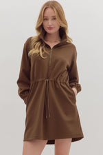 Coffee Half Zip Dress