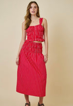 Macie Striped Midi Skirt
