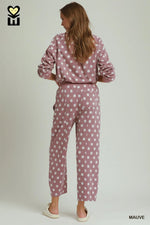 Mauve Polka Dot Barrel Pants