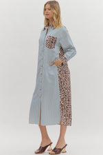 Stripe Leopard Midi Dress
