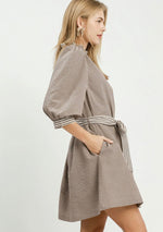 Textured Contrast Trim Dress