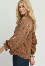 Dot Tie Neck Blouse