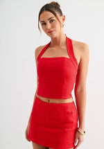 Linen Halter Crop Top