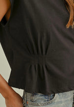 Pleated Cap Sleeve Tee