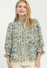Floral Lace Trim Blouse