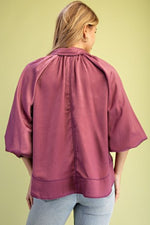 Satin Button Front Blouse