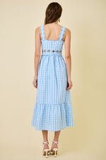 Blue Gingham Cut Out Dress