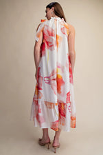 Ruffle Neck Midi Dress