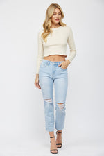 Mid Rise Cigarette Crop Jean
