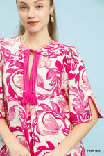 Floral Tassel Mini Dress