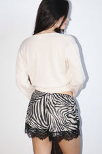 Zebra Print Satin Lace Shorts