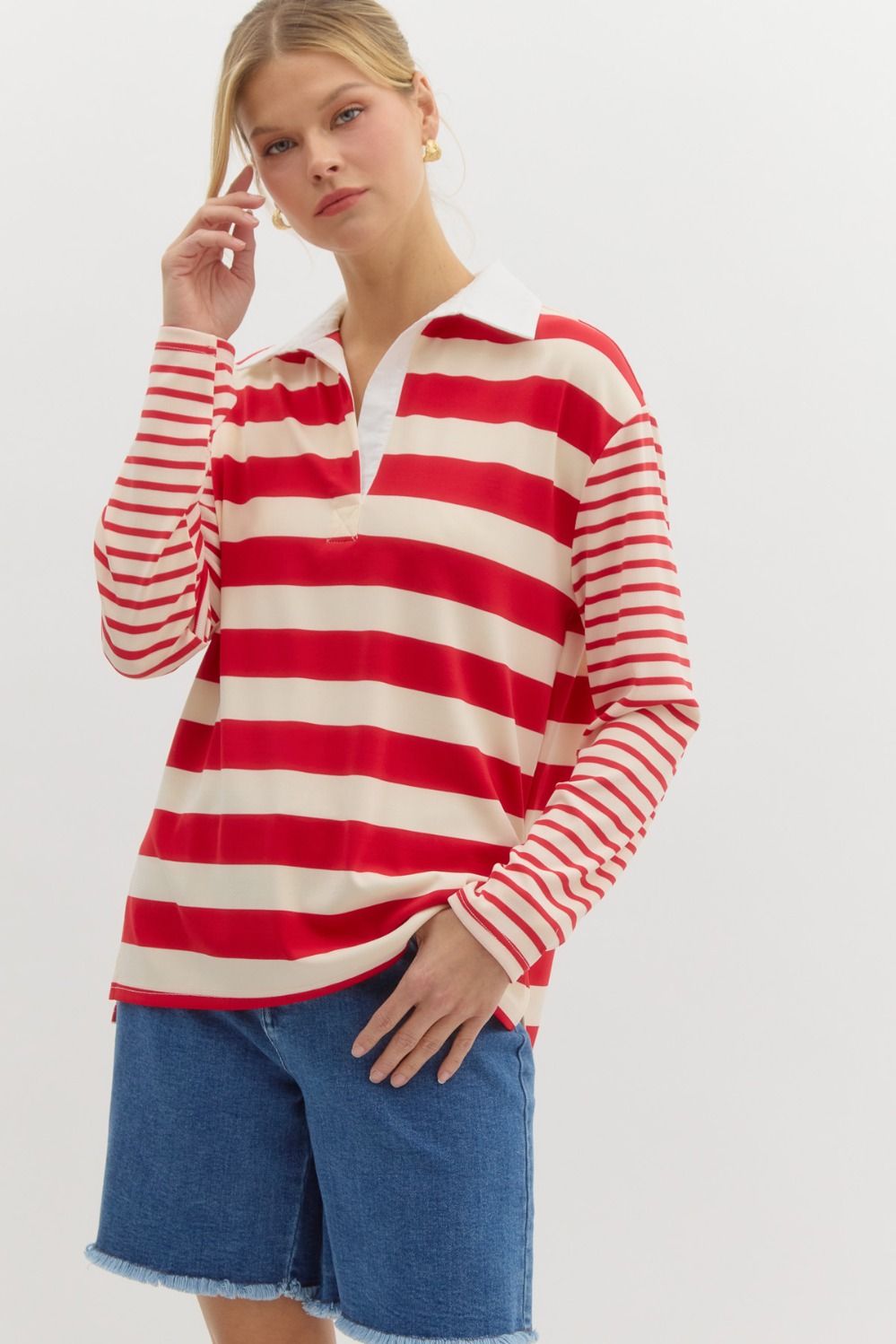 Striped Polo Top