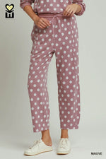 Mauve Polka Dot Barrel Pants