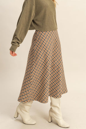 Houndstooth Midi Skirt