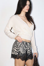Zebra Print Satin Lace Shorts