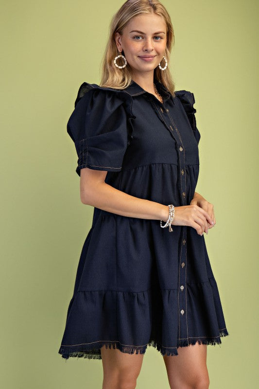 Tiered Linen Dress