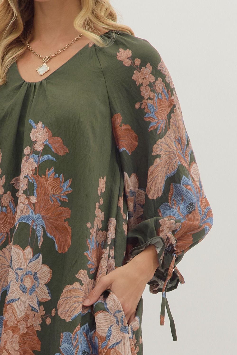 Olive Floral Mini Dress