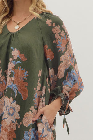 Olive Floral Mini Dress