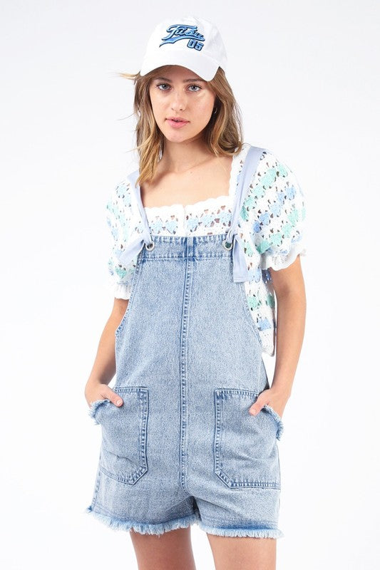 Washed Overall Romper