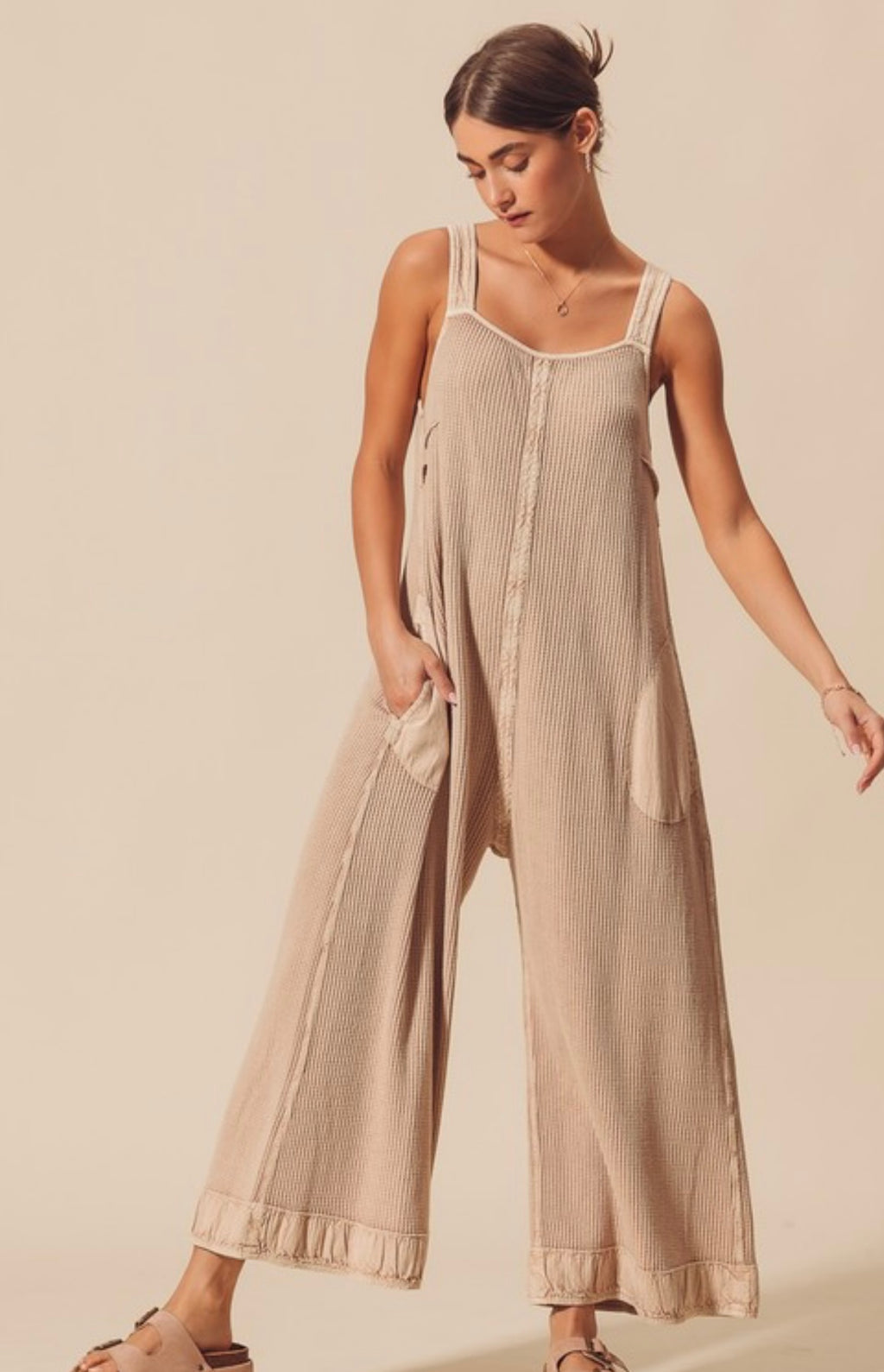 Waffle Wide Leg Jumpsuit