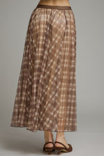 Plaid Mesh Midi Skirt