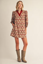 Geo Floral Shift Dress