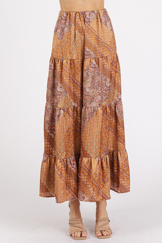 Satin Paisley Skirt