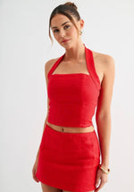 Linen Halter Crop Top