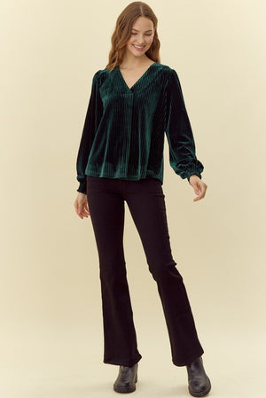 Pleated Velvet Top