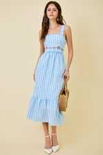 Blue Gingham Cut Out Dress